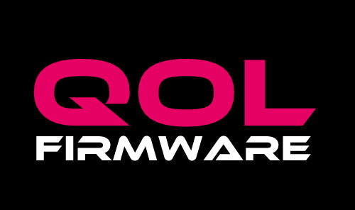 QOL Firmware logo with pink 'QOL' and white 'Firmware' on a black background